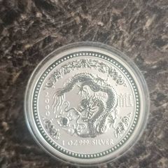 2000 Perth Mint Silver Bullion Dragon Coin