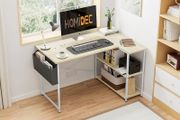 L Shaped Desk 100CM Computer Desk Study Office Desk Gaming Desk Writing Table With Bookshelf Reversible Corner Desk For Home Office Studio Workstation