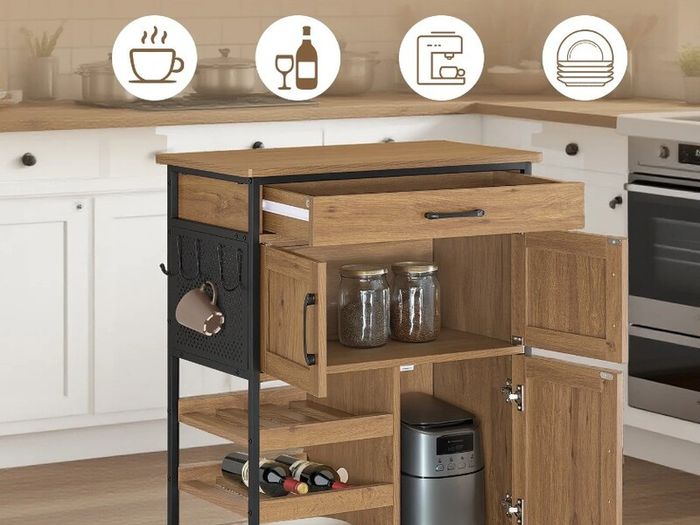Kitchen Trolley with Worktop on Wheels
