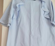 Blue cotton Top with Pearls