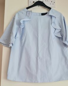 Blue cotton Top with Pearls
