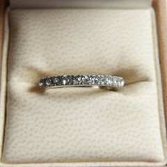 Vintage 925 Sterling Silver Eternity Ring with Clear Stones size M - 2,2g