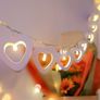 White Wooden Heart String Lights 3m 2LED USB Fairy Lights for Valentine's Day Wedding Mother's Day Anniversary Decor, Indoor Decorative String Lights White Image 3