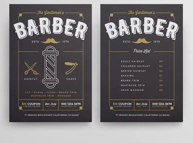 Barber shop menu boards price list boards prints on pvc board
