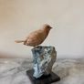 Hand-Carved Gemstone European Robin on Raw Crystal Base Image 6
