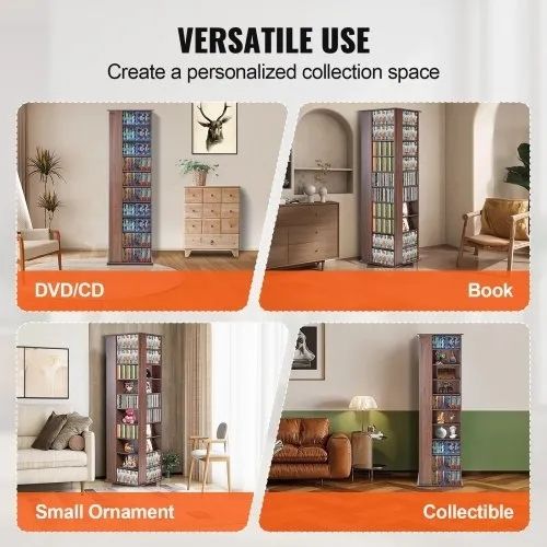 Media Storage Cabinet, Rotating Media Tower, Holds up to 1040 CDs, Protects & Organizes Music, Movie, Video Games or Memorabilia