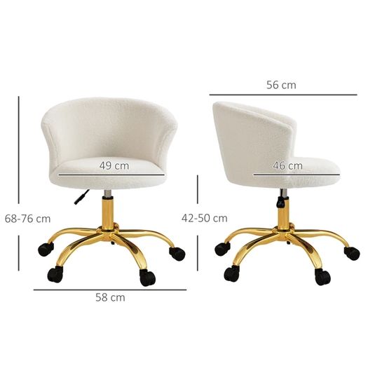 Office chair ergonomic height-adjustable swivel comfortable seat steel base white