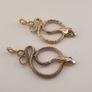 Vintage Lot of 2 Snake with Blue & Red Eyes Brass Pendant 65.5mm Image 6