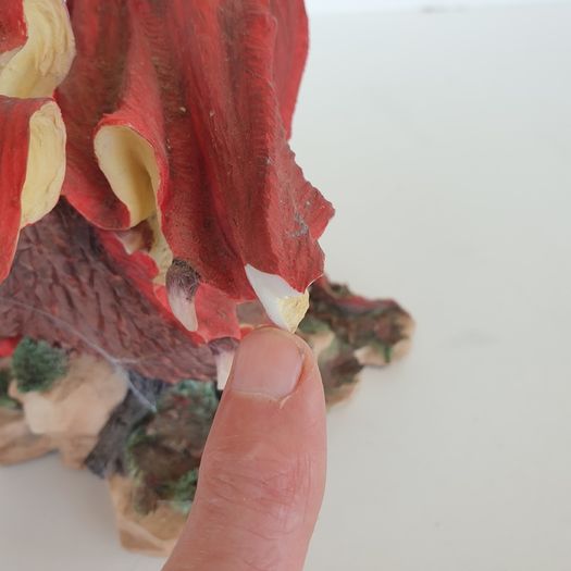 Red dragon figure on rock ceramic 19 cm high