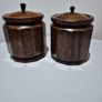 Vintage 1930s Art Deco Oak Coopered Barrel Tea Caddies (Pair) Image 4