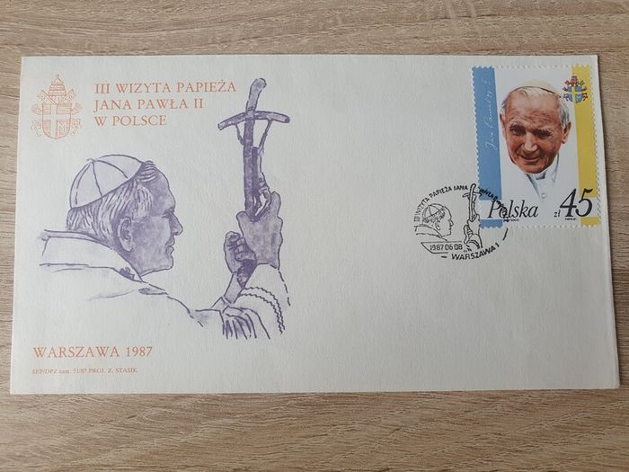 Poland First Day Cover 1987 3rd Visit of Pope John Paul II to Warsaw/Poland - free standard postage