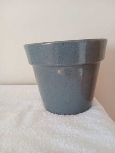 Glazed Terracotta Planter Pot.  Slate grey.