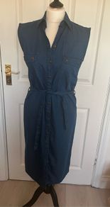Knee-length blue denim dress