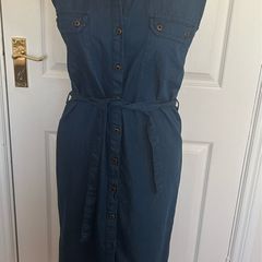 Knee-length blue denim dress, UK Size 8 to 10