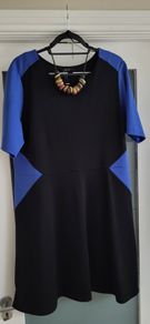 George black and royal blue stretchy A-line dress Sz 20UK - Bnwt