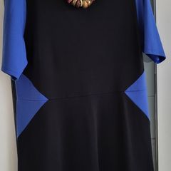 George black and royal blue stretchy A-line dress Sz 20UK - Bnwt