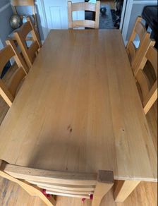 Solid wooden dining table and chairs