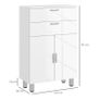 Bathroom cabinet, bathroom chest, 2 drawers, adjustable shelf, wood, white Image 3