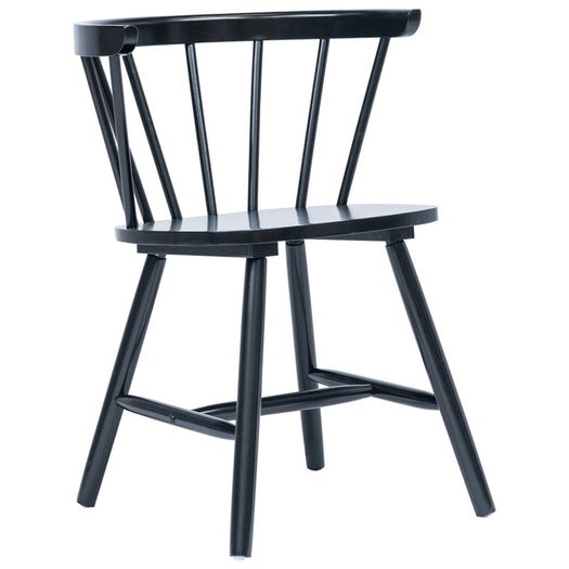 5 Piece Dining Set Solid Rubber Wood Black