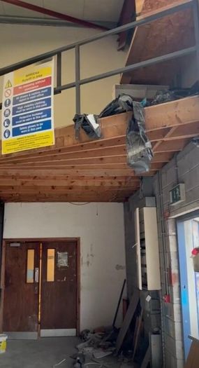 Mezzanine floor  , rails and stairs