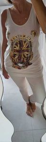 FIRETRAP beige vest top with union jack print Sz L ( Fit 10-12 UK)