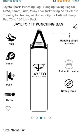 Jayefo Sports Punching Boxing Bag