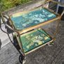 Vintage Drinks Tea Trolley - Gold Metal Wood Effect Cocktail Cart Image 7