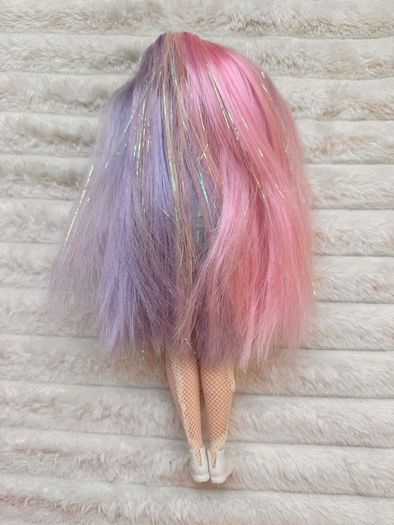 Barbie Extra #2 Curvy Asian Articulated doll Pink Purple Long Hair Used Please see photos