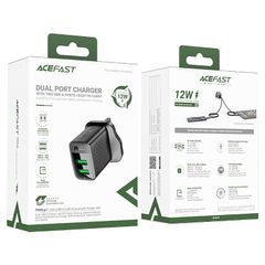 Acefast A87 Usb-a+usb-a Dual Port Charger 12w Black