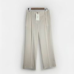 Sezane Giacomo Wide Leg Trousers Sz 38 10UK M Ecru Classic Elegant