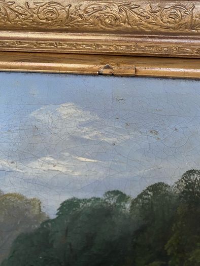 Small 19th Century Oil on Canvas in Gilt Frame