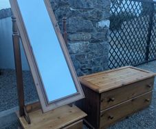 Solid pine storage chest and mirror
