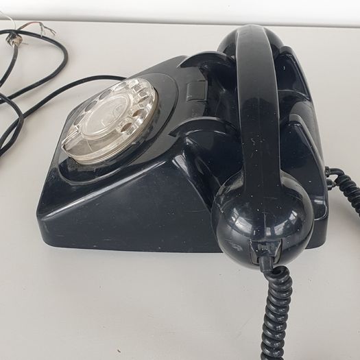 1970s black rotary dial telephone PROP