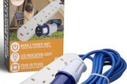 Camping Electric Hook Up Cable Extension Lead - 4 Gang Camping Cable Plug Power Hookup Sockets, Perfect Accessory For Caravan, Tent &amp; Motorhome Mains Camping Power Lead EHU Cable (5M)