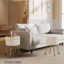 Velvet Dressing Table Stool, 39 x 44.4 cm (Dia. x H), Round Storage Stool Seat, 4 Metal Legs, for Dressing Room, Living Room, Bedroom, Cream White Image 2