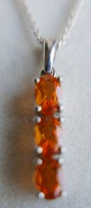Vintage Sterling Silver 925 Amber pendant, Orange Amber Pendant 11" - 2,6g