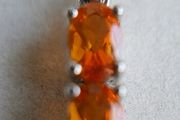 Vintage Sterling Silver 925 Amber pendant, Orange Amber Pendant 11" - 2,6g