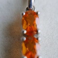 Vintage Sterling Silver 925 Amber pendant, Orange Amber Pendant 11" - 2,6g