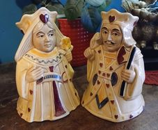 Rare Antique Pair of Toby Jugs Pack of Cards Series by H J Wood England