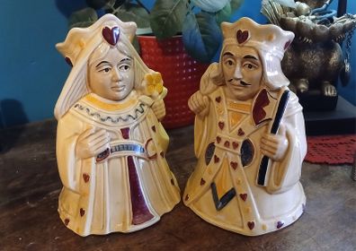 Rare Antique Pair of Toby Jugs Pack of Cards Series by H J Wood England
