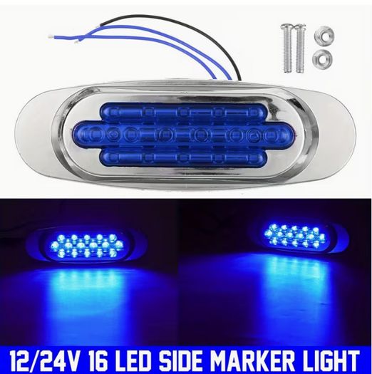 6pcs LED Side Marker Lights for Trucks & Trailers - 16 LEDs, Dual Mode (Steady On + Flash),