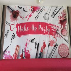 Make up party backdrop and accessories