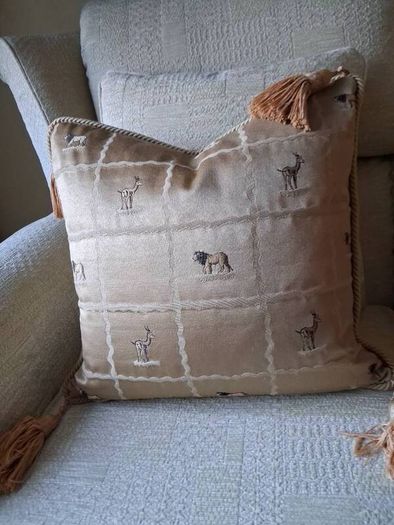 Beautiful Unused Cushion Cover with Gold Tassels