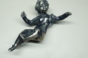 Antique/Vintage Heavy Cast Cherub Putto Mount  Silvered Brass/Bronze Decorative Salvage
