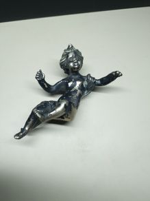 Antique/Vintage Heavy Cast Cherub Putto Mount  Silvered Brass/Bronze Decorative Salvage