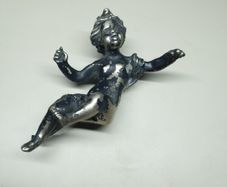 Antique/Vintage Heavy Cast Cherub Putto Mount  Silvered Brass/Bronze Decorative Salvage