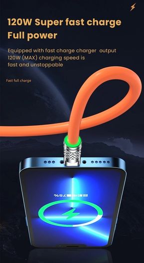120W 6A 180 Degree Rotating Super Fast Charge Cable Mobile USB to Type C Charger For Samsung
