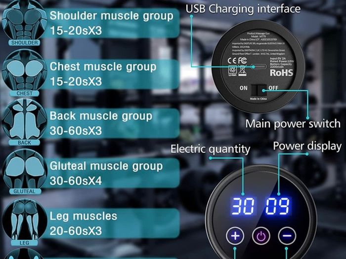 Massage Gun,Muscle Massage Gun Deep Tissue for Athletes, Handheld Percussion Massager for Pain Relief,Super Quiet Portable Electric Sport Massager Neck Back Body, 30 Speed (FREE POSTAGE)