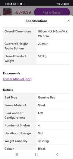 X Rocker gaming bed