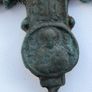 Rare Medieval / Byzantine Bronze Encolpion Cross - Prominent Circular Medallions Image 3